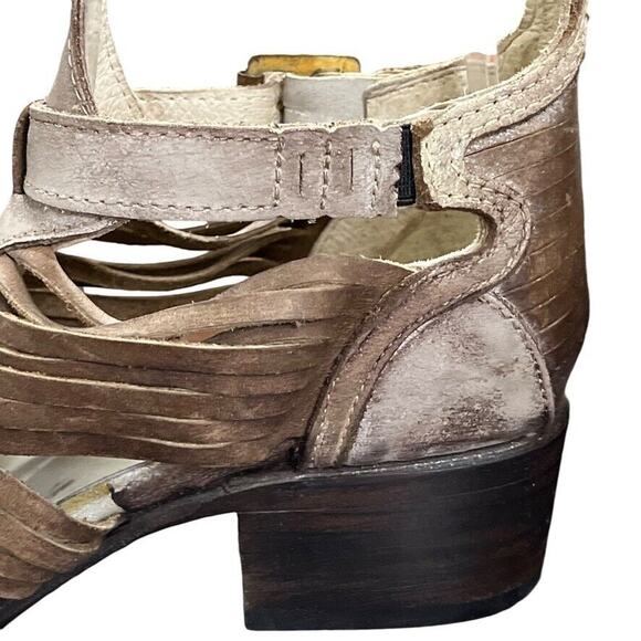 Freebird by Steven Arrow Womens Leather Block Heel Open Toe Booties Sandals sz 6 - Picture 4 of 16